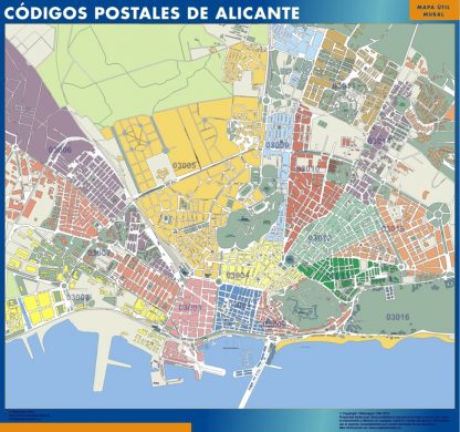 Alicante códigos postales enmarcado plastificado 