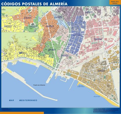 Almeria códigos postales enmarcado plastificado 