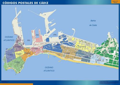 Cadiz códigos postales enmarcado plastificado 