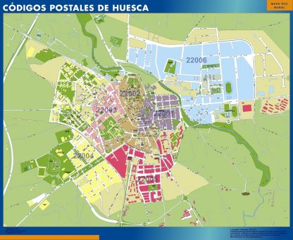 Huesca códigos postales enmarcado plastificado 