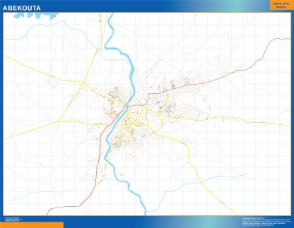 Mapa Abekouta en Nigeria enmarcado plastificado 