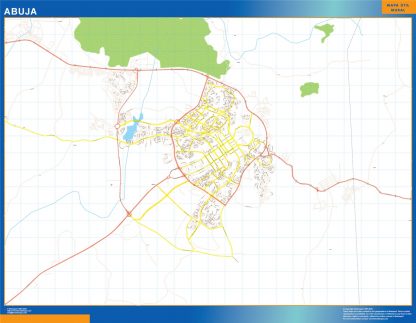 Mapa Abuja en Nigeria enmarcado plastificado 