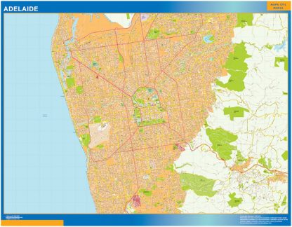 Mapa Adelaide Australia enmarcado plastificado 