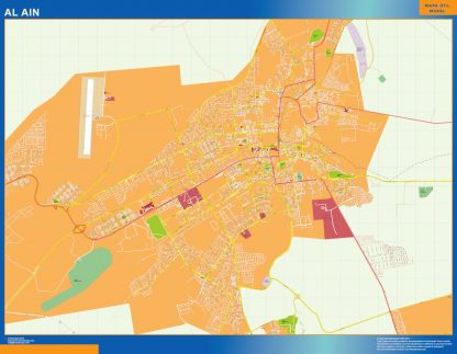 Mapa Al Ain enmarcado plastificado 