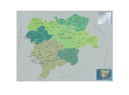 Mapa Albacete por municipios enmarcado plastificado 