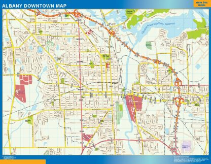 Mapa Albany downtown enmarcado plastificado 