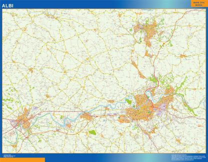 Mapa Albi en Francia enmarcado plastificado 