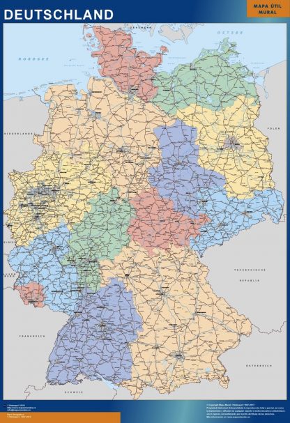 Mapa Alemania enmarcado plastificado 