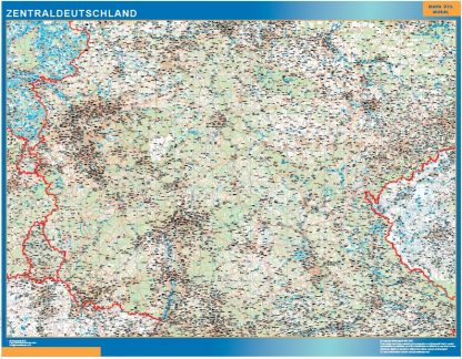 Mapa Alemania central carreteras enmarcado plastificado 