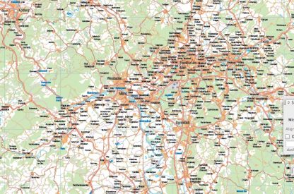 Mapa Alemania central carreteras enmarcado plastificado 