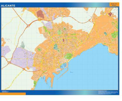 Mapa Alicante callejero enmarcado plastificado 