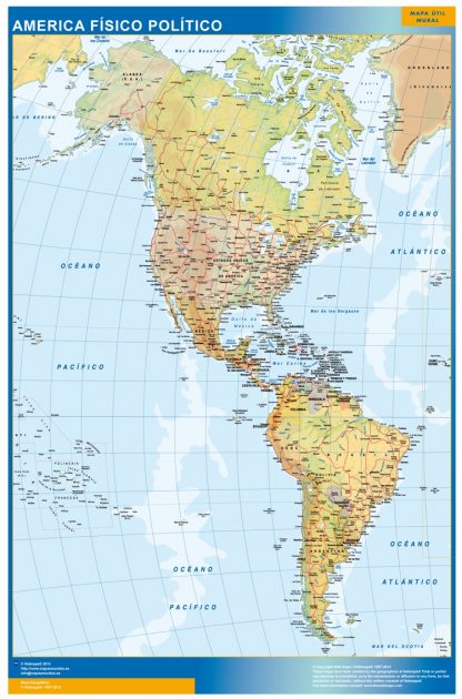 Mapa America enmarcado plastificado 