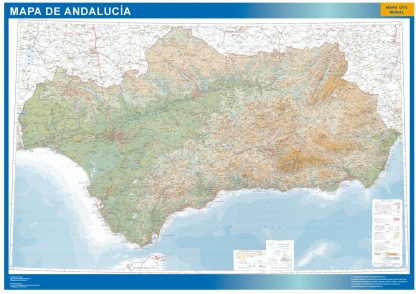 Mapa Andalucia relieve enmarcado plastificado 