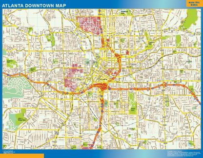 Mapa Atlanta downtown enmarcado plastificado 