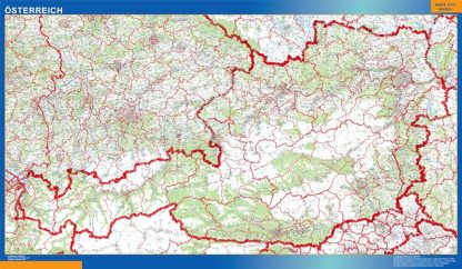 Mapa Austria enmarcado plastificado 