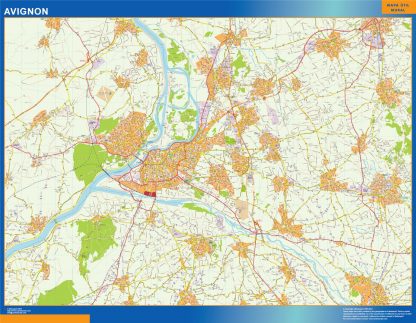 Mapa Avignon en Francia enmarcado plastificado 