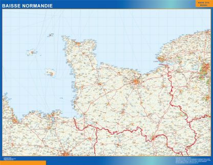 Mapa Baisse Normandie en Francia enmarcado plastificado 