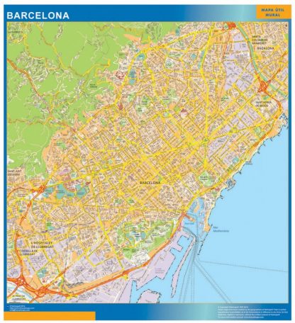 Mapa Barcelona callejero enmarcado plastificado 