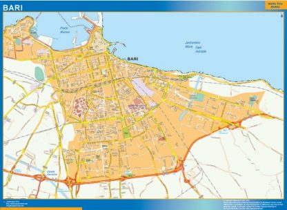 Mapa Bari enmarcado plastificado 