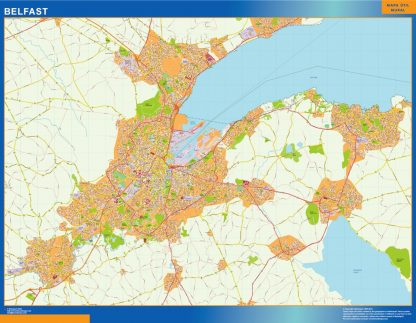 Mapa Belfast enmarcado plastificado 