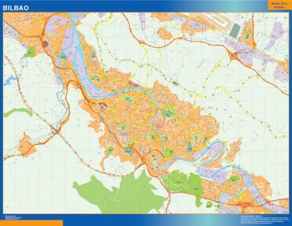 Mapa Bilbao callejero enmarcado plastificado 