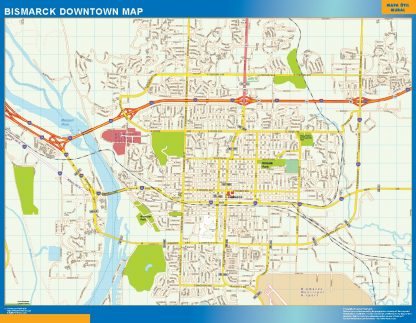 Mapa Bismarck downtown enmarcado plastificado 