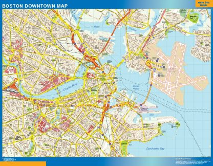 Mapa Boston downtown enmarcado plastificado 