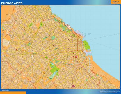 Mapa Buenos Aires en Argentina enmarcado plastificado 