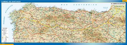 Mapa Camino Santiago enmarcado plastificado 