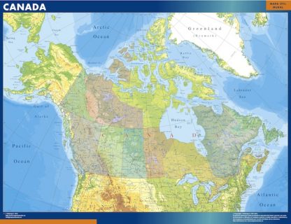 Mapa Canada enmarcado plastificado 