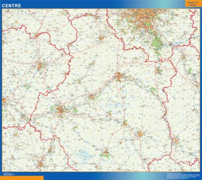 Mapa Centre en Francia enmarcado plastificado 