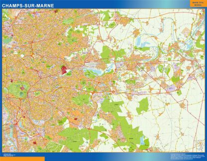 Mapa Champs Sur Marne en Francia enmarcado plastificado 