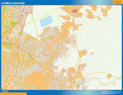 Mapa Chimalhuacan en Mexico enmarcado plastificado 