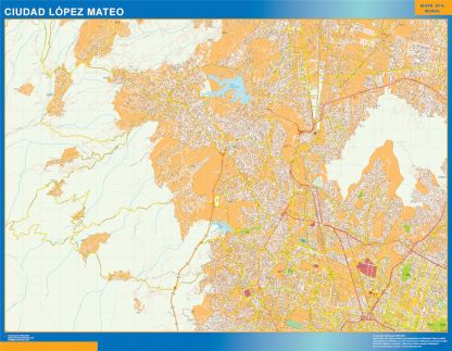 Mapa Ciudad Lopez Mateo en Mexico enmarcado plastificado 