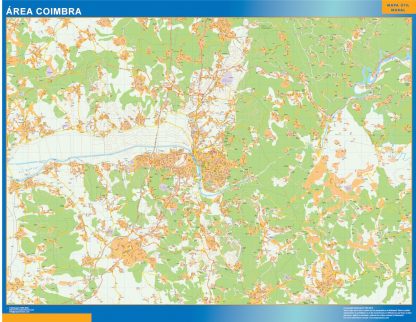 Mapa Coimbra área urbana enmarcado plastificado 