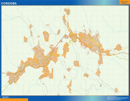 Mapa Cordoba en Mexico enmarcado plastificado 