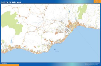 Mapa Costa Malaga enmarcado plastificado 