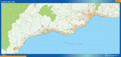 Mapa Costa Sol enmarcado plastificado 