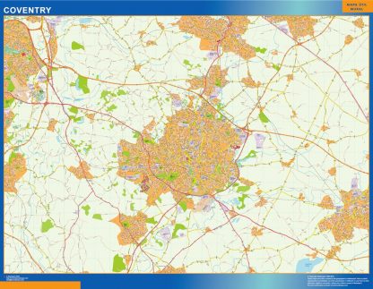 Mapa Coventry enmarcado plastificado 