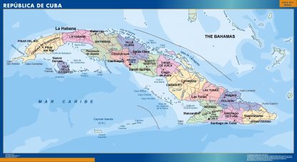 Mapa Cuba enmarcado plastificado 