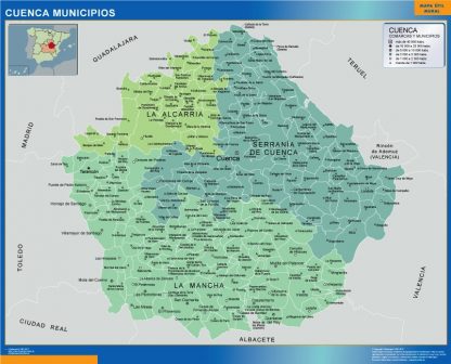 Mapa Cuenca por municipios enmarcado plastificado 