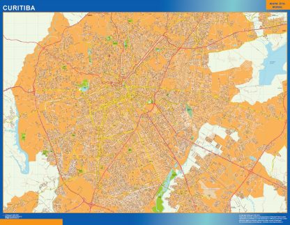 Mapa Curitiba Brasil enmarcado plastificado 