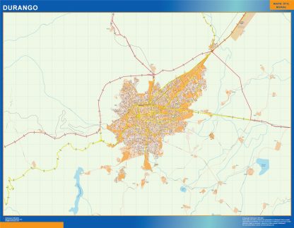 Mapa Durango en Mexico enmarcado plastificado 