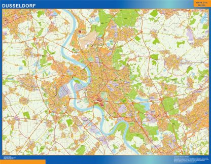 Mapa Dusseldorf en Alemania enmarcado plastificado 