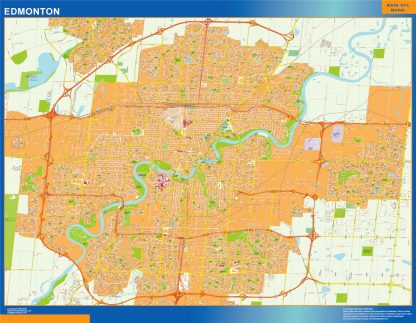 Mapa Edmonton en Canada enmarcado plastificado 