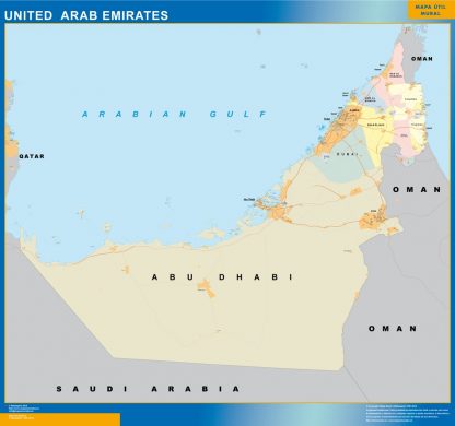 Mapa Emiratos Arabes Unidos enmarcado plastificado 