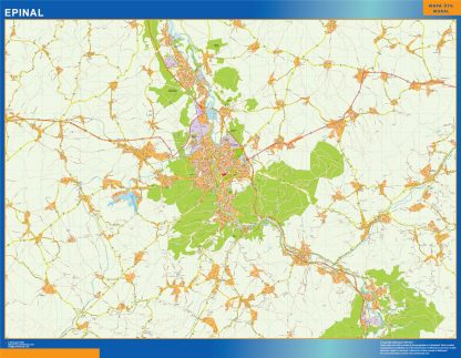 Mapa Epinal en Francia enmarcado plastificado 