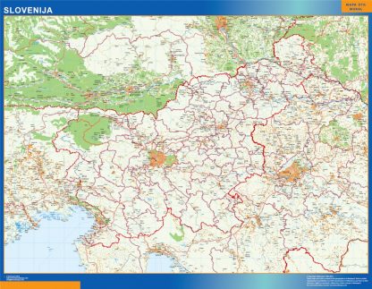 Mapa Eslovenia enmarcado plastificado 