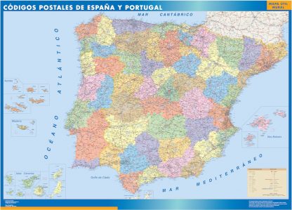 Mapa Espana Codigos Postales enmarcado plastificado 