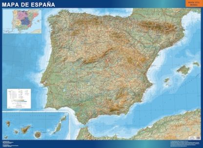 Mapa Espana Relieve enmarcado plastificado 